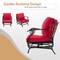 Red Glider Chair Set With Coffee Table 3-Piece Outdoor Patio Steel Frame Cushions